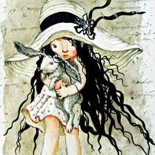 Схема вышивки «малышка с зайкой»