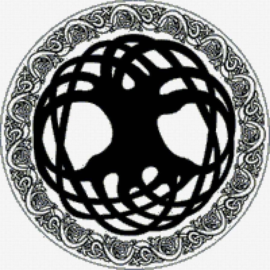 Древо жизни - тату, черное белое - предпросмотр