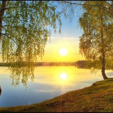 Схема вышивки «Русский закат в березках»