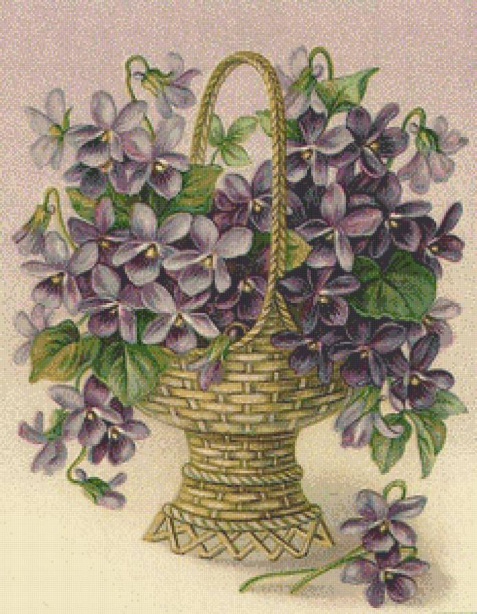 серия "корзины" - корзина.цветы.фиалки - предпросмотр