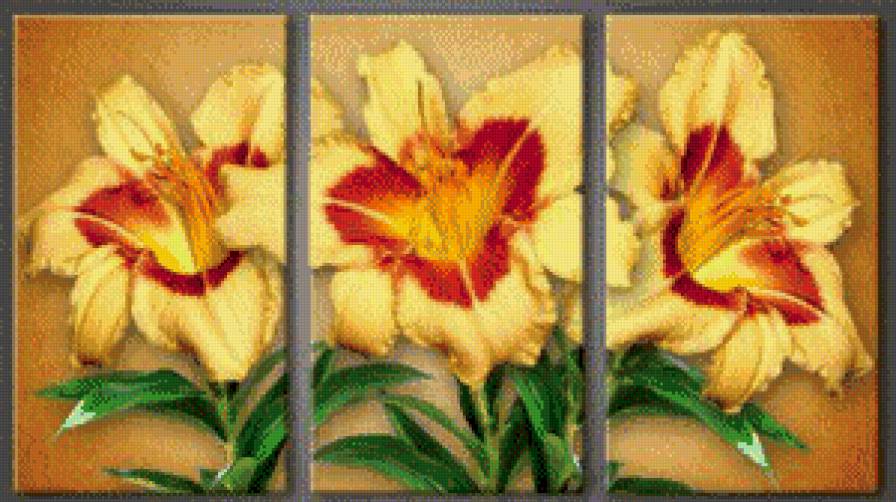 триптих - цветы, триптих - предпросмотр