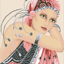 Схема вышивки «Девушка в розовом»