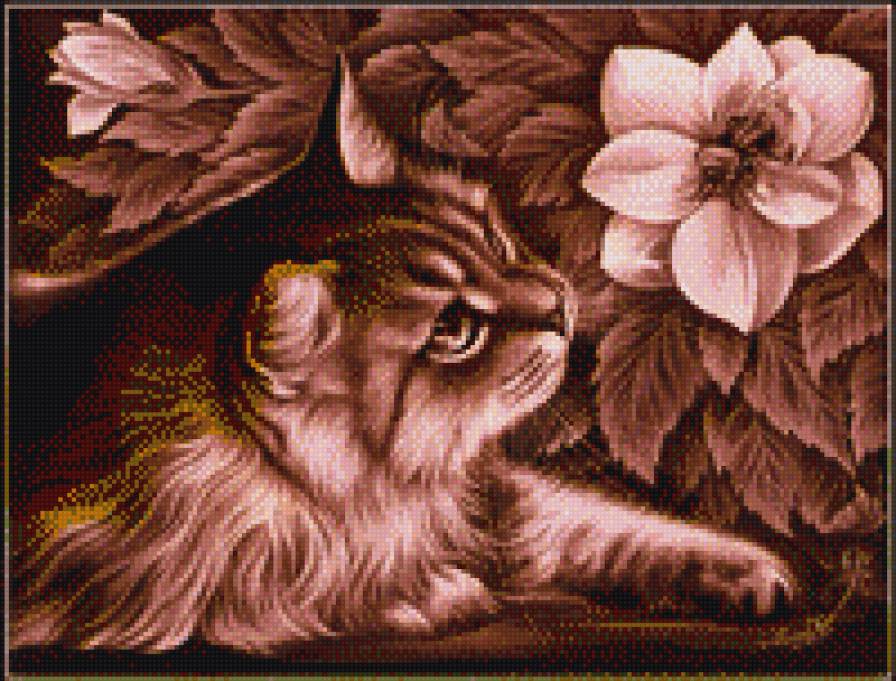 Котенок с цветком - кошки - предпросмотр