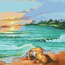 Схема вышивки «Девушка и море»