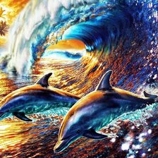 Схема вышивки «Дельфины»