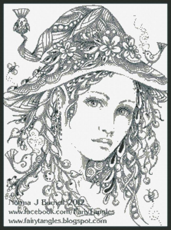 Фея - девушка, монохром, эльфы, фэнтези - предпросмотр