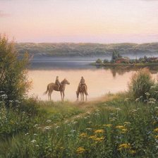 Схема вышивки «Прогулка на лошадях»