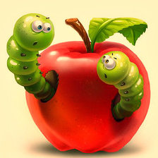 Схема вышивки «Серия "Фрукты, ягоды" Забавные червячки"»