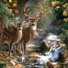 Схема вышивки «олени»