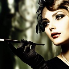 Схема вышивки «девушка с мундштуком»