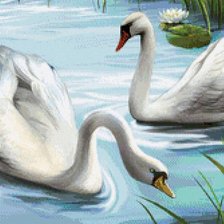 Схема вышивки «лебеди»