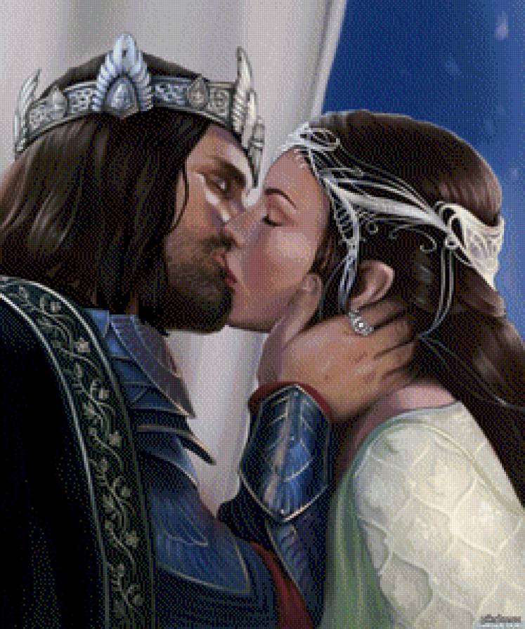 Арагорн и Арвен - арвен, эльфы, арагорн, властелин колец, поцелуй - предпросмотр