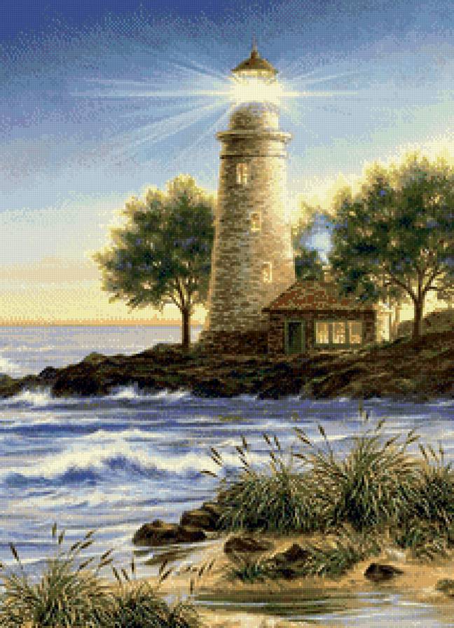 Серия "Пейзажи" - волна, прибой, маяк, море - предпросмотр