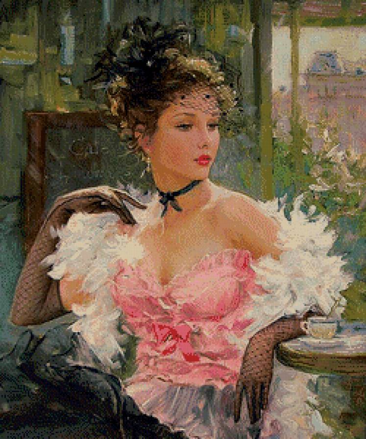 Серия "Женский образ" Девушка в шляпке" - нежность, дама, девушка, очарование, изысканность - предпросмотр