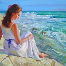 Схема вышивки «Девушка у моря»