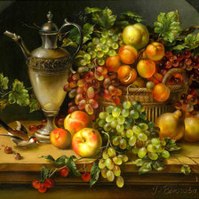 Схема вышивки «натюрмотр с виноградом»