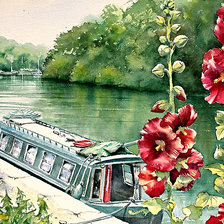 Схема вышивки «цветы и водоем»