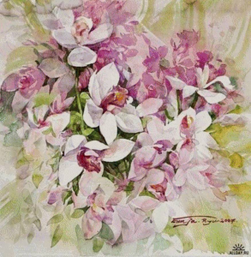 Нежные цветочные акварели Ryu Eunja № 9 - искусство, цветы, живопись, картина - предпросмотр