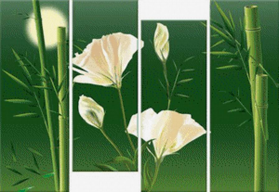 триптих - триптих, цветы - предпросмотр