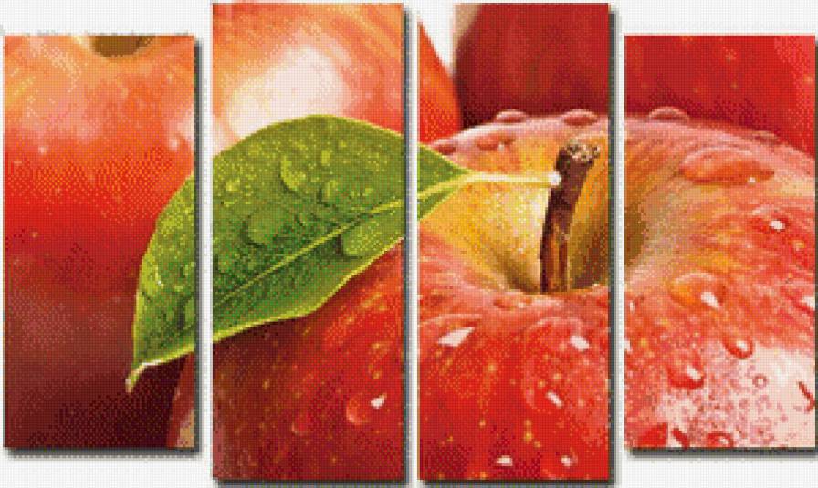 на кухню - яблоки, триптих, фрукты - предпросмотр