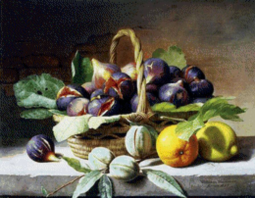Корзинка с инжиром - натюрморт - предпросмотр