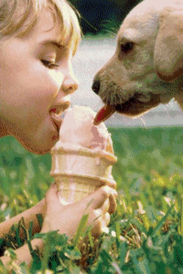 серия "дети с живностями" - дети.животные.собака - предпросмотр