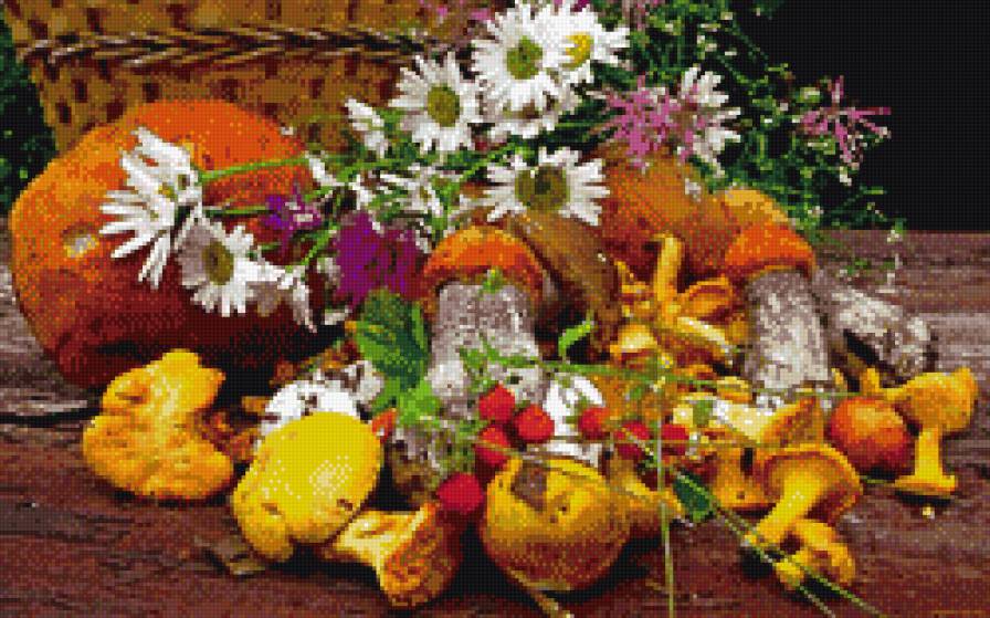 дары осени - ромашки, грибы, осень - предпросмотр