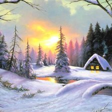 Схема вышивки «зимний пейзаж»