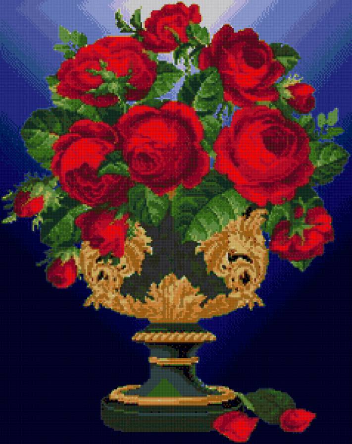 Ваза с розами -4 - натюрморт, цветы - предпросмотр