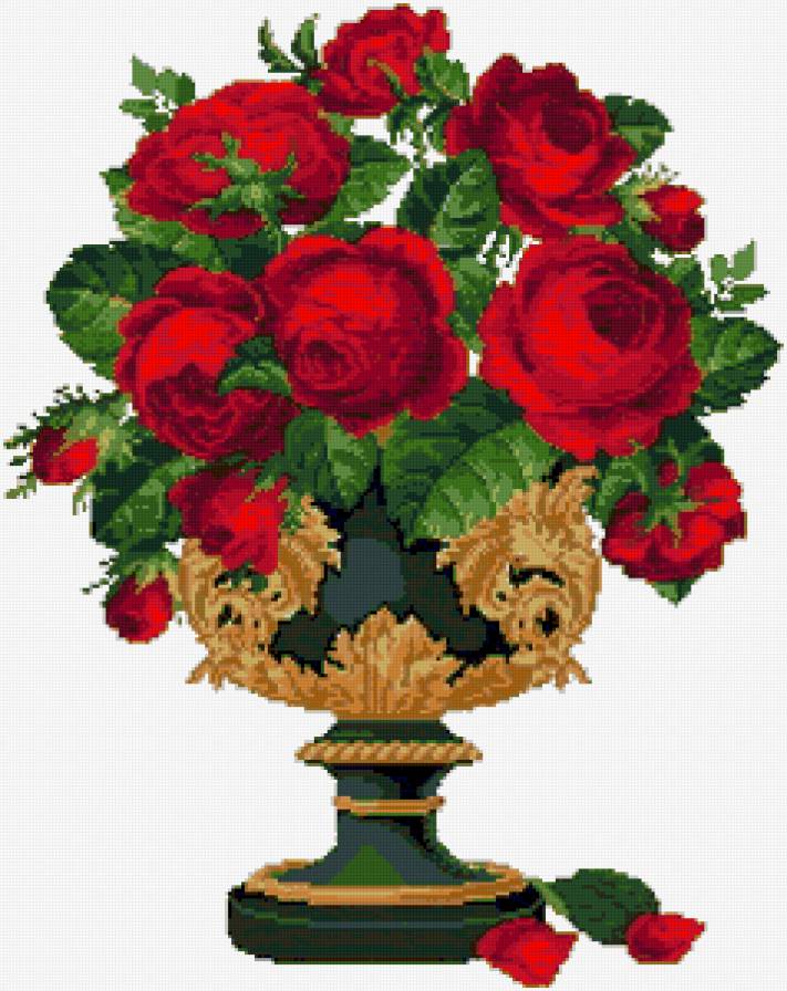 Ваза с розами -3 - натюрморт, цветы - предпросмотр