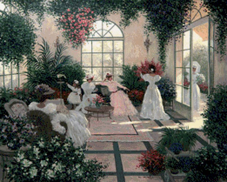 Встреча подруг - цветы, дамы, женщины - предпросмотр