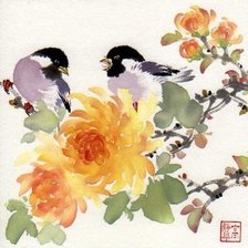 Схема вышивки «Серия " Птицы на ветке "»