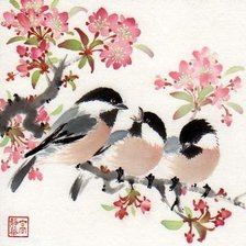 Схема вышивки «Серия " Птицы на ветке "»