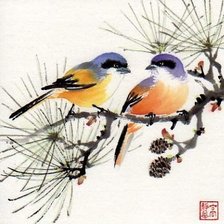 Схема вышивки «Серия " Птицы на ветке "»