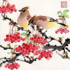 Схема вышивки «Серия " Птицы на ветке "»