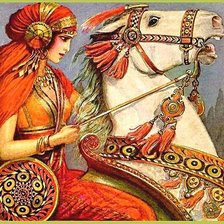 Схема вышивки «Девушка и конь»