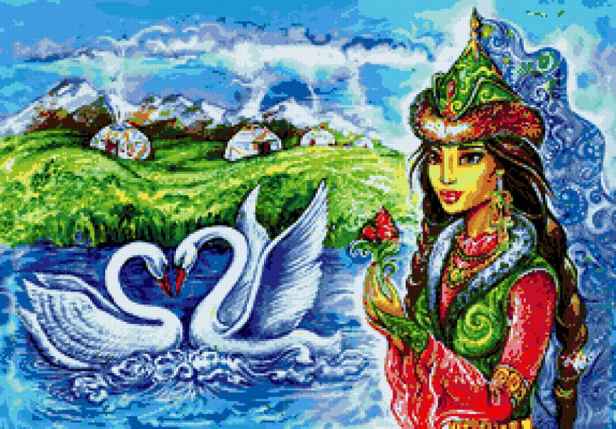 Девушка и лебеди - легенда, девушка, азия, лебеди - предпросмотр