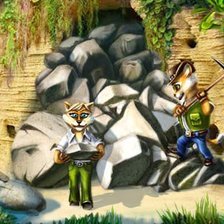 Схема вышивки «кот и кошка ищут сокровища»