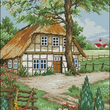 Схема вышивки «деревенский дом»