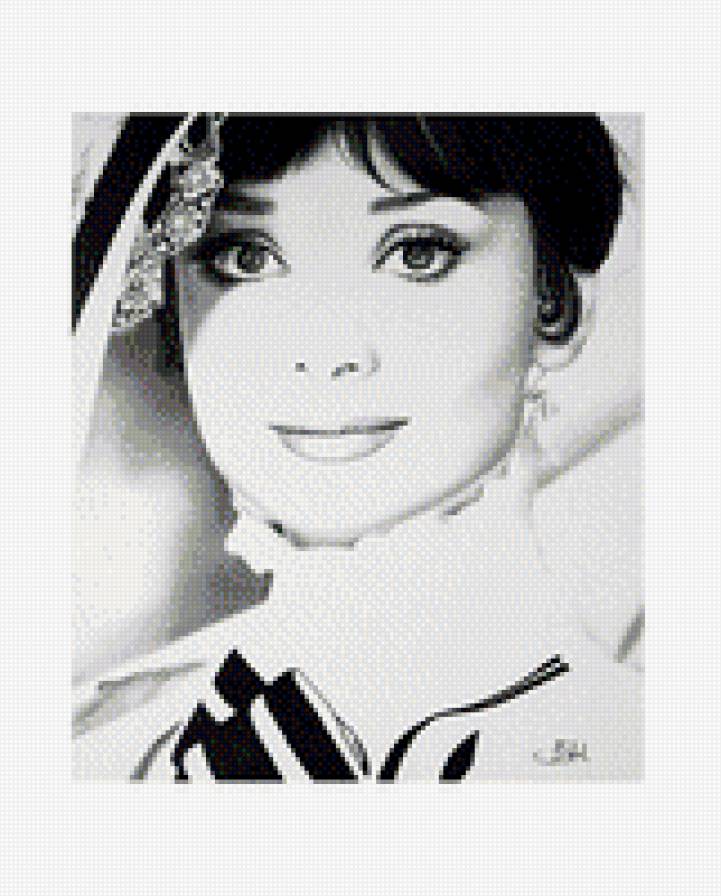 Одри - кино, красавица, актриса, монохром - предпросмотр