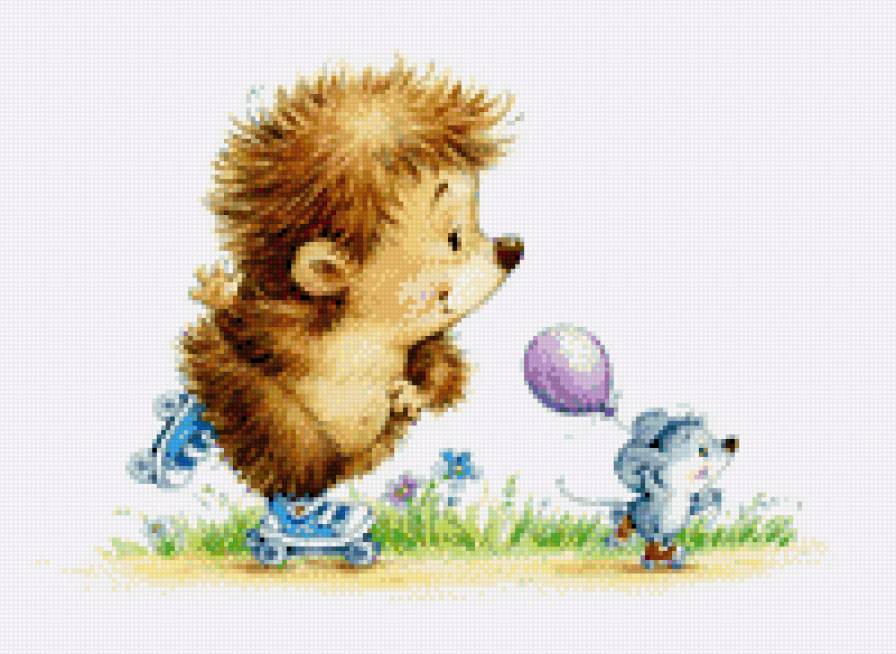 Ежик на роликах - ежик, ролики, мышка - предпросмотр