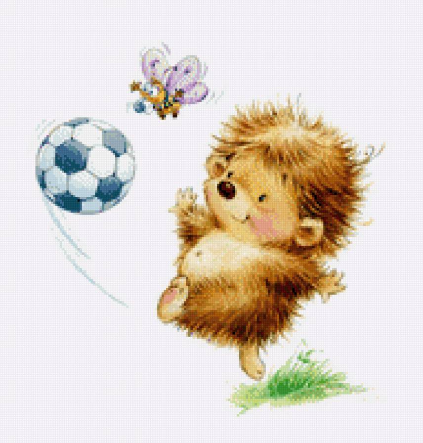 Ежик с мячом - пчела, ежик, мяч - предпросмотр