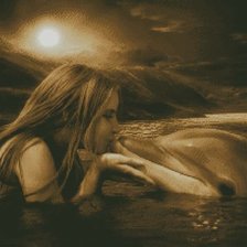 Схема вышивки «Девушка с дельфином»