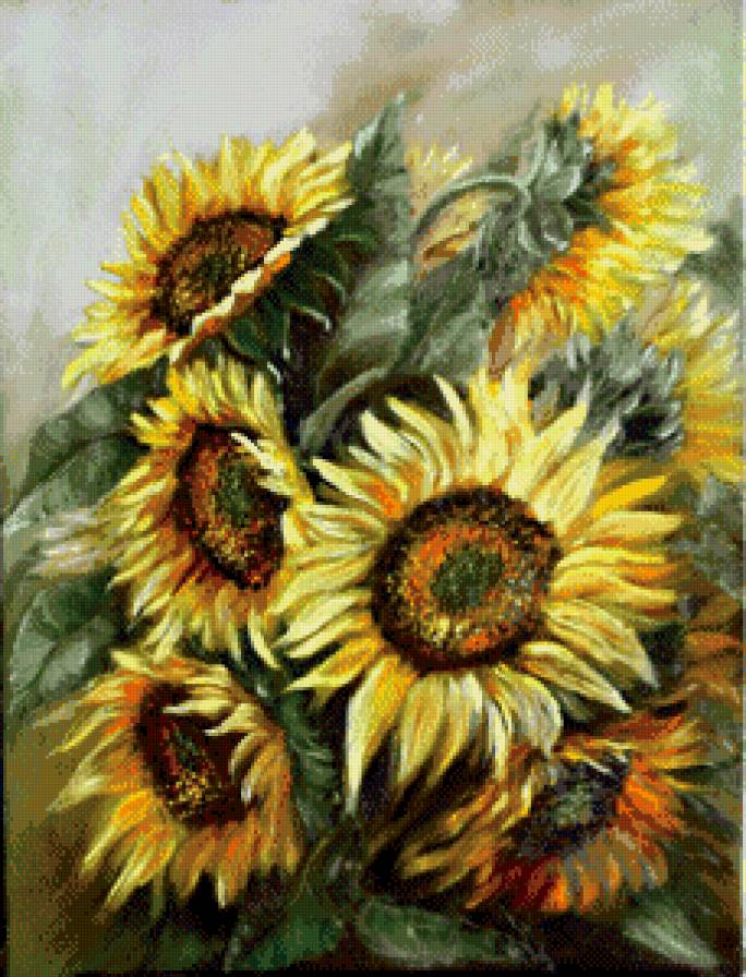 подсолнухи - букет - предпросмотр