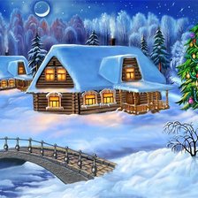 Схема вышивки «зимний пейзаж»