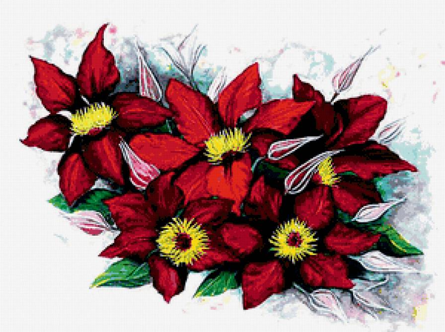 цветы - акварель, цветы, панно, картина, живопись - предпросмотр