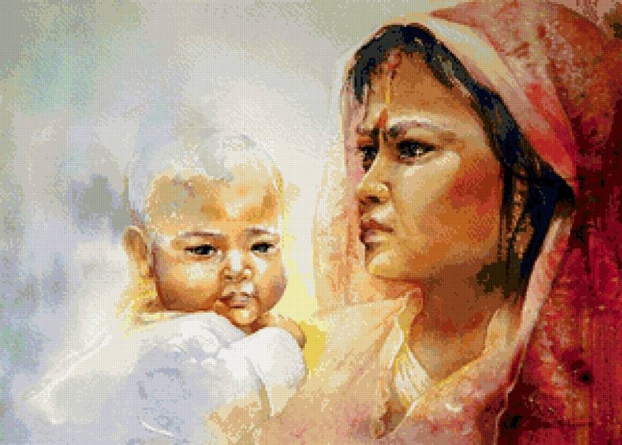 восточная женщинам с ребёнком - люди, материнство, восток, женщина, мать, ребенок - предпросмотр