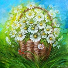 Схема вышивки «ромашки в корзине»