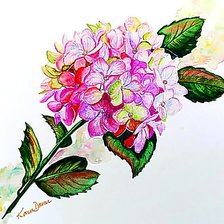 Схема вышивки «ветка гортензии»