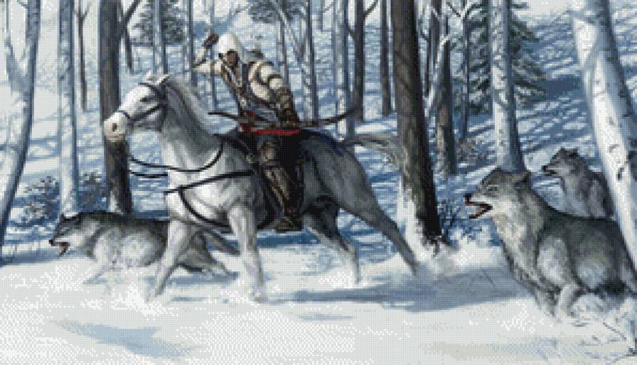 Ассассин и лошадь - лошадь, зима, волки - предпросмотр